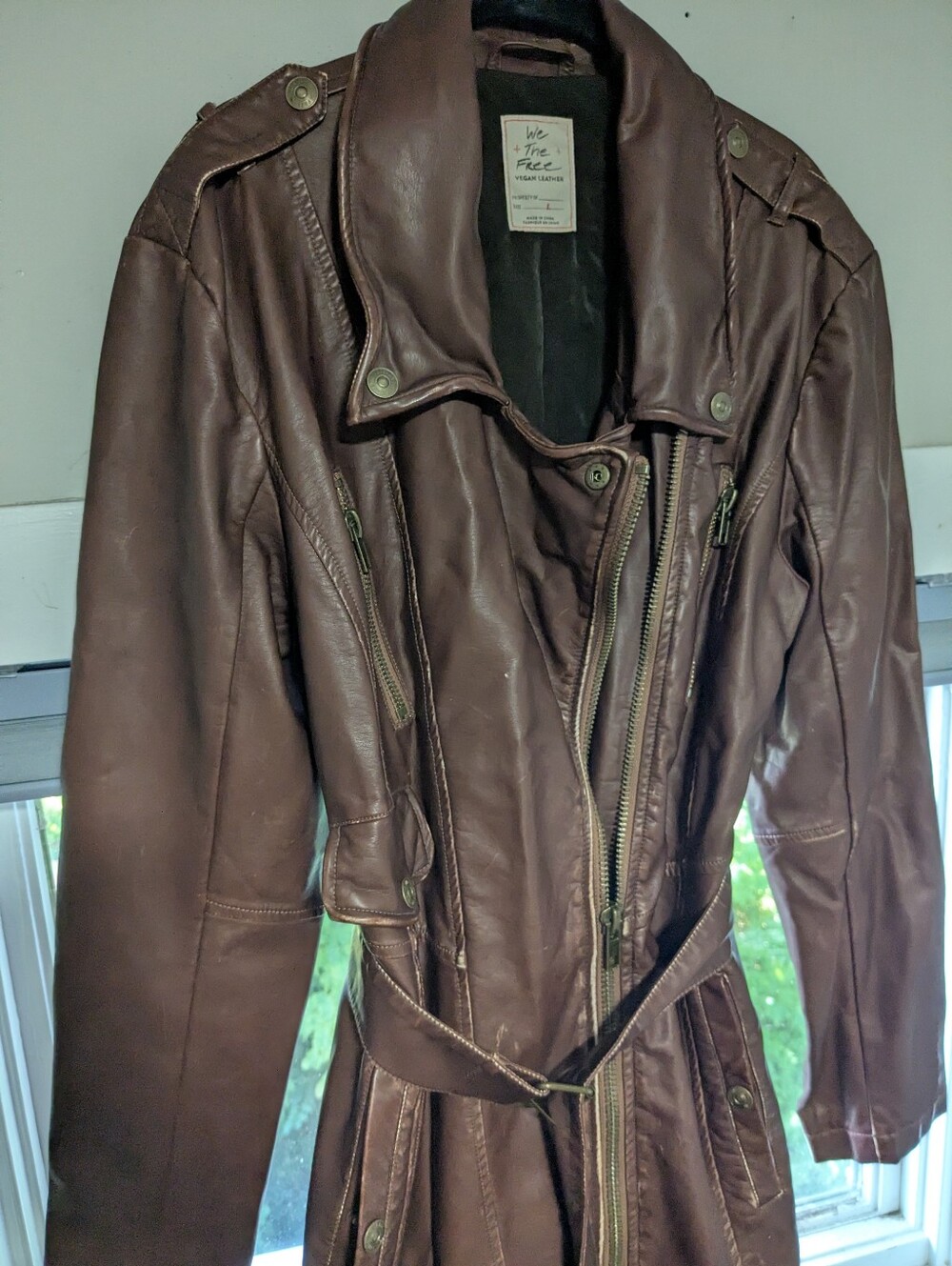 Free People We The Free Isabelle Vegan Moto Trench Coat, Large
